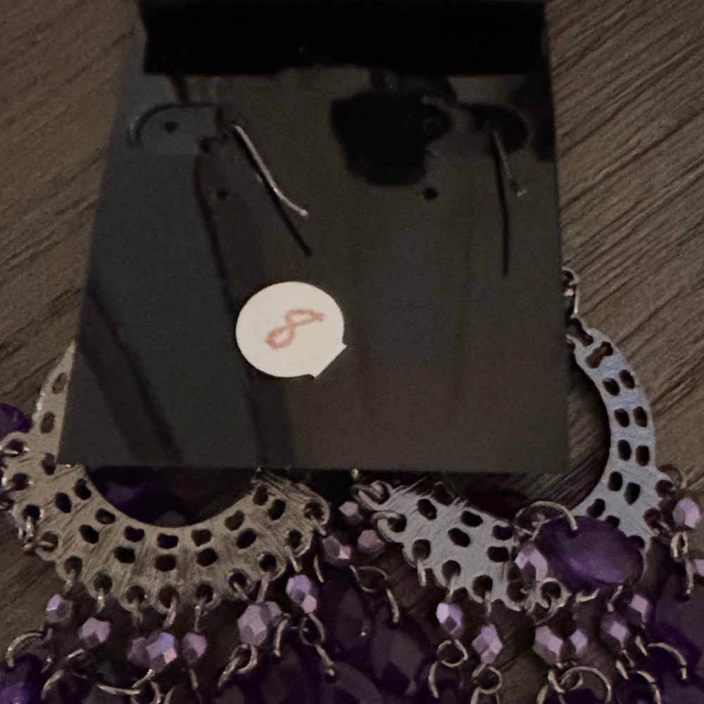 Glitz Purple and Silver Chandelier Earrings - Picture 2 of 2
